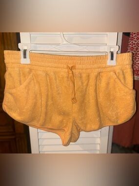 Cozy Women's Terry Drawstring Shorts — Bright Orange